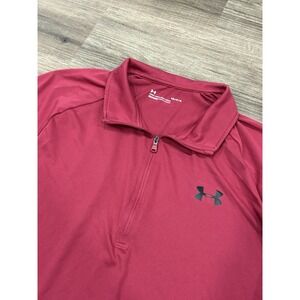 Under Armour Pullover Red Size Large Quarter Zip‎ 1/4 Lightweight Heat Gear